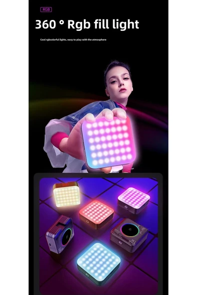 Cep Telefonu Çakarlı Dolgu Işık Canlı Yayın Mini Taşınabilir Yüksek Parlaklık RGB Selfie Işık Paneli - 3