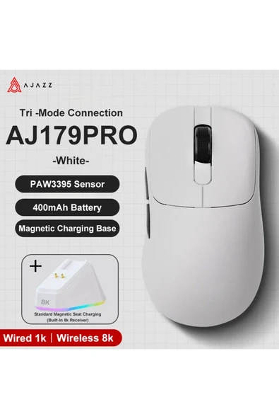 AJAZZ AJ179 PRO 3 Modlu 8000Hz 26.000 DPI Manyetik Şarj İstasyon PAW 3395 Optik Sensör Gaming Mouse - 3