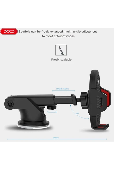 C39 Ayarlanabilir Araba Telefon Tutucu  Vantuzlu Siyah - Resim 3