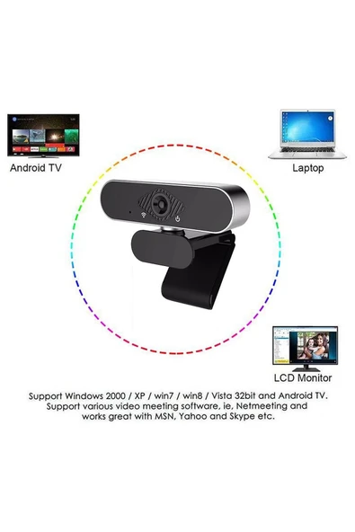WebCam 1080p USB Kablolu Tak Çalıştır Kamera Görüntülü Yayın Kamerası HD Video Web Kamerası ZR808 - 5