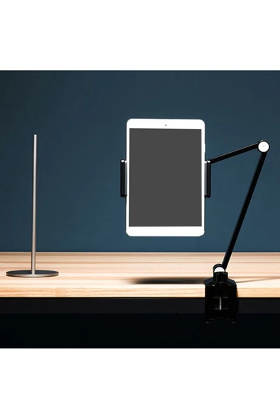 Telefon ve Tablet Tutucu iPad Uyumlu Masa Kenarına Kıskaç Alüminyum Gövde 43cm Kol Uzunluğu MK43 - 3