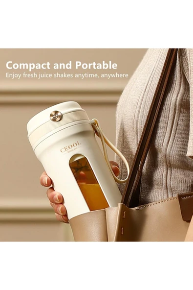 350ML Taşınabilir Blender, Kişisel Blender Şişesi, 10 Bıçaklı Samanlı Sallar ve Smoothie Maker ZH004 - Resim 7