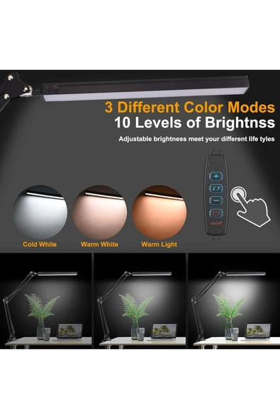 Dekoratif Led Masa Lambası USB Kablolu Kademeli 3 Eklemli Kıskaçlı Masa Lambası Kitap Okuma SY040 - 4