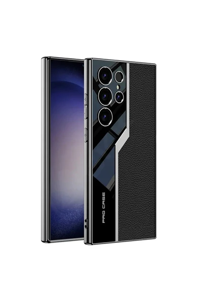 Galaxy S24 Ultra ile uyumlu Lüks Metal Görünümlü Kamera Koruma Carbon MagSafe ile uyumlu