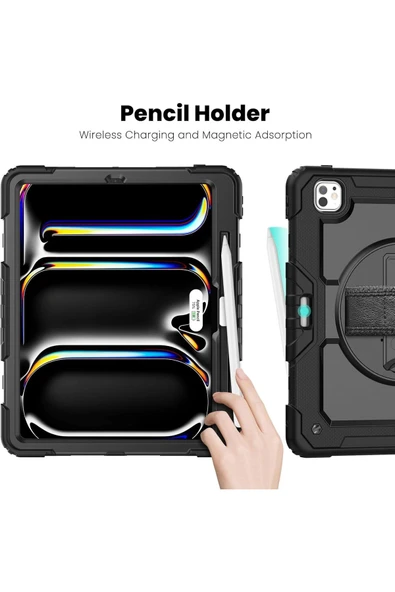 iPad Air 13 inç M2 2024 için Kılıf (Model: A2899) Tam Koruma Darbe Emici - Resim 6