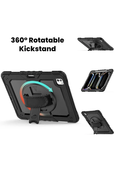 iPad Air 13 inç M2 2024 için Kılıf (Model: A2899) Tam Koruma Darbe Emici - Resim 5