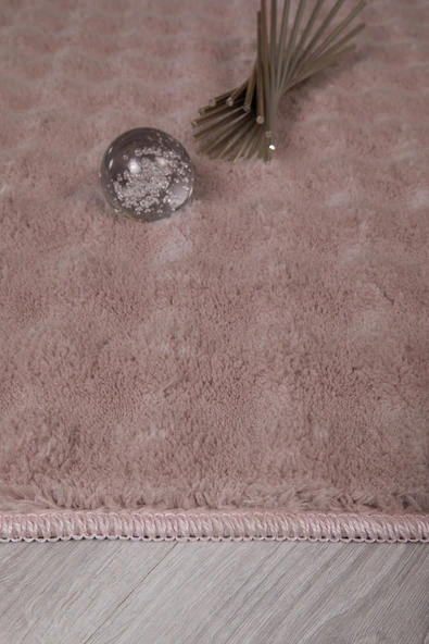 Bubble Oval Yumuşak Peluş Kaymaz Salon Oturma Odası Balkon Halısı Yolluk Pembe - 6
