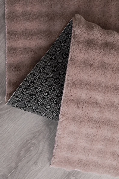 Bubble Oval Yumuşak Peluş Kaymaz Salon Oturma Odası Balkon Halısı Yolluk Pembe - 3