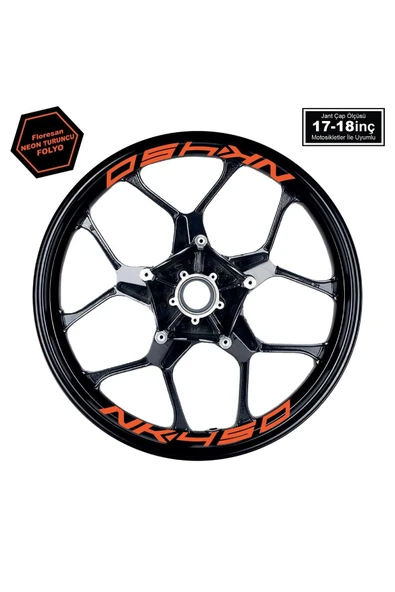 Ftmoto  Neon Turuncu CFMOTO 450NK Yazılı 8 Li Jant İçi Yazı Sticker