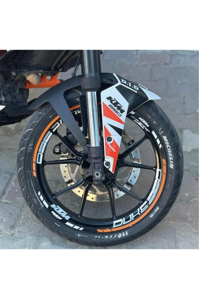 Ftmoto  KTM DUKE 125/250/390 Motosiklet Jant Sticker Etiket Modeli İç & Dış Set Turuncu - 3