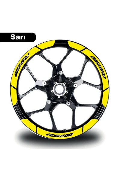 Ftmoto  Sarı Bajaj Pulsar RS200 Geniş Jant Sticker Etiket Modeli