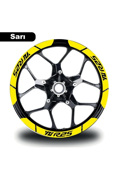 Ftmoto  Sarı Yamaha YZF R25 Uyumlu Geniş Jant Sticker Etiket Modeli