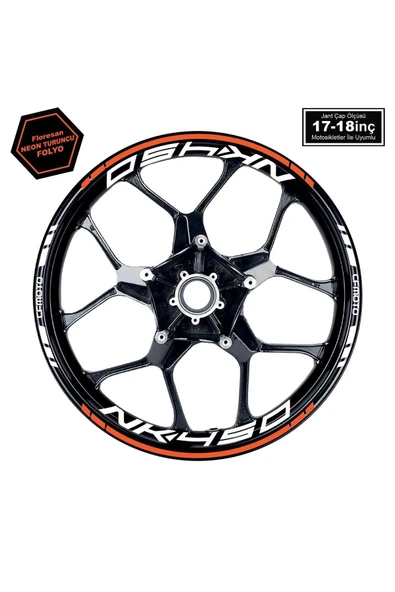 Ftmoto  Neon Turuncu CFMOTO 450NK Motosiklet Jant Sticker Etiket Modeli İç & Dış Takım