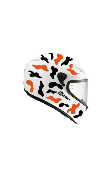 Ftmoto  Siyah Neon Turuncu Kamuflaj Kask Sticker Modeli