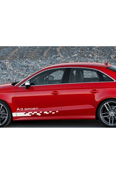 Ftmoto  Audi A3 Sport Yazılı Yan Kapı Şerit Sticker Etiket Modeli