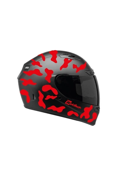 Ftmoto  Kırmızı Kamuflaj Kask Sticker Modeli