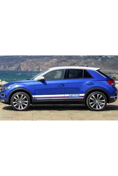 Ftmoto  Volkswagen T-Roc Yan Kapı Düz Şerit Sticker Etiket Modeli