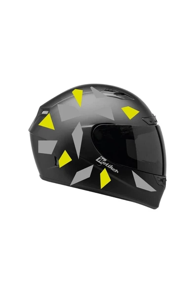 Ftmoto  Kare Gri Neon Sarı Kamuflaj Kask Sticker Modeli