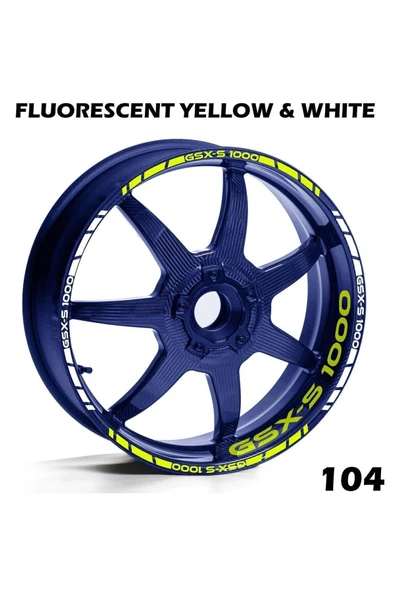 Ftmoto  Suzuki GSX-S1000 Neon Sarı Beyaz Jant Sticker Etiket Modeli