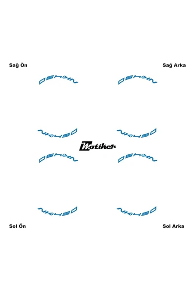 Ftmoto  Mavi CFMOTO 450NK Yazılı 8 Li Jant İçi Yazı Sticker - Resim 3