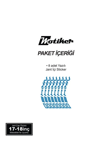 Ftmoto  Mavi CFMOTO 450NK Yazılı 8 Li Jant İçi Yazı Sticker - Resim 4