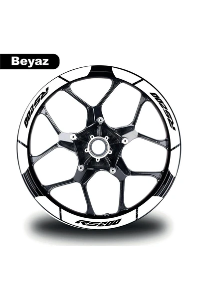 Ftmoto  Beyaz Bajaj Pulsar RS200 Geniş Jant Sticker Etiket Modeli