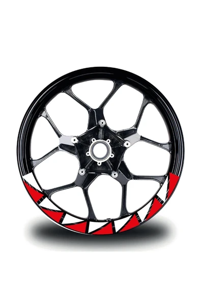 Ftmoto  CFMOTO 450SR Jant Sticker Yarım Daire İç & Dış Üçgen Kaplama Etiket Modeli Kırmızı -