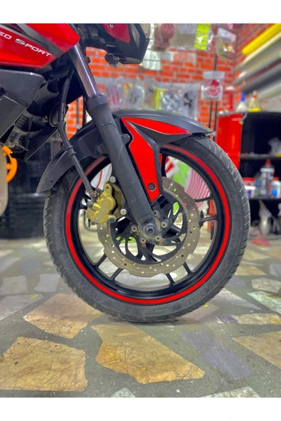 Ftmoto  yeni özel  motosiklet Jant Şeridi Kırmızı Sağ-Sol/Ön-Arka Uyumlu