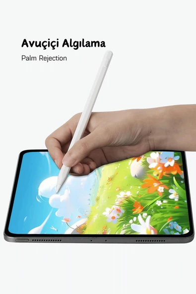 iPad A16 Cip 11 Nesil 2025 Uyumlu Avuç İçi Algılamayan Eğimle Çizim Kalınlığı Değişen Stylus Kalem - 3