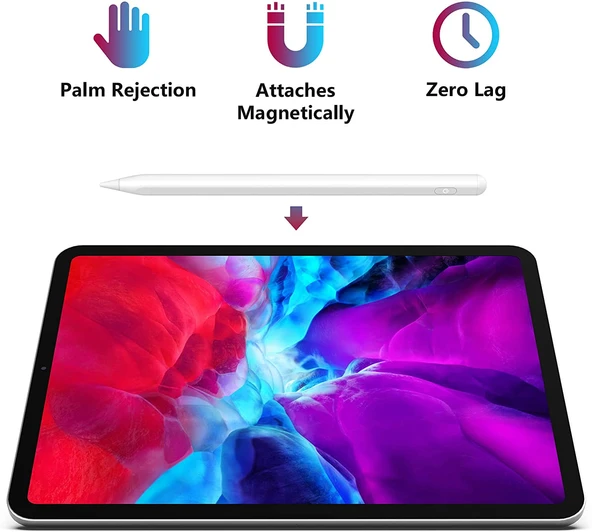iPad A16 Cip 11 Nesil 2025 Uyumlu Avuç İçi Algılamayan Eğimle Çizim Kalınlığı Değişen Stylus Kalem - 5