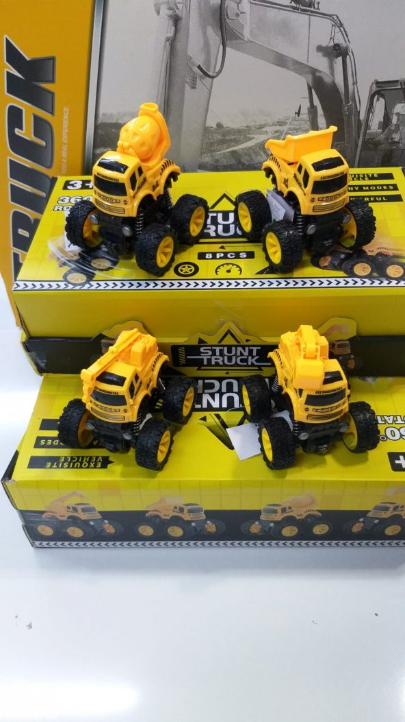Oyuncak Iş Makinaları Seti Dozer, Kepçe, Mikser Ve Kamyon, Sürtmeli 4lü Set