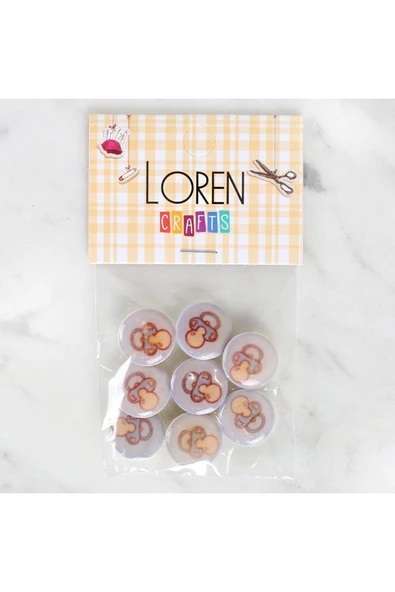 KUZGUN ONLİNE SHOP Loren Crafts 8'li Emzik Düğme - 1009