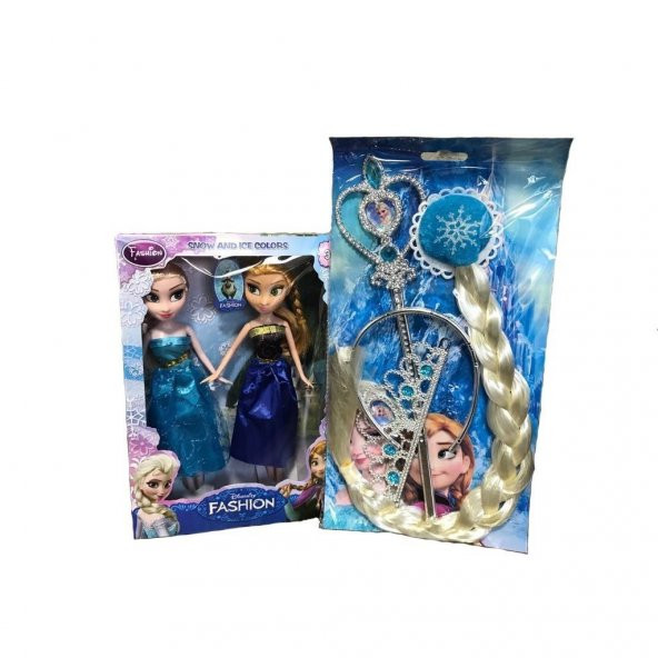 FROZEN KARLAR ÜLKESİ ANNA ELSA BEBEK 24 CM- TAÇ ASA SAÇ SETİYLE