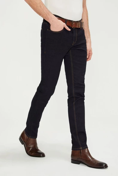 Erkek Slim Fit Boru Paça Rahat Likralı Kot Pantolon - 7