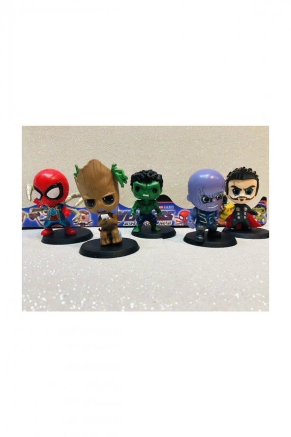 Thanos-spiderman-groot-hulk-thor 5 Li Oyuncak Figür  Hero
