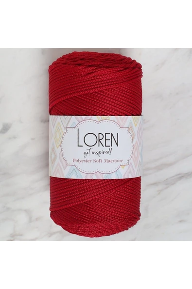 KUZGUN ONLİNE SHOP Loren Polyester Soft Macrame Koyu Kırmızı El Örgü İpi - LM020 - 34433