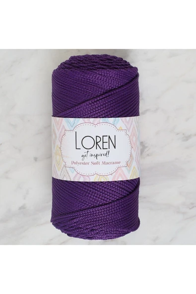 KUZGUN ONLİNE SHOP Loren Polyester Soft Macrame Koyu Mor El Örgü İpi - LM037 - 34442