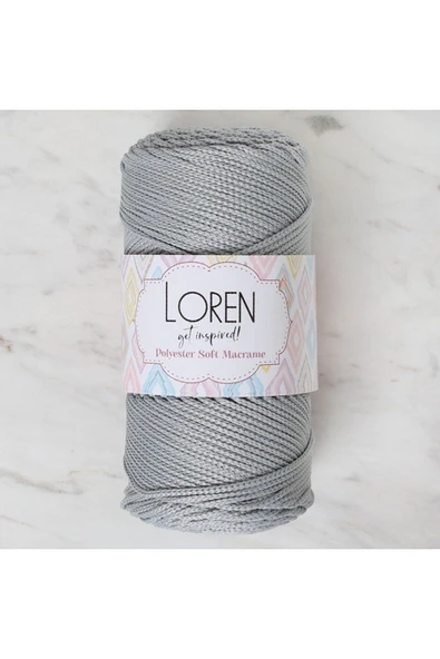 KUZGUN ONLİNE SHOP Loren Polyester Soft Macrame Açık Gri El Örgü İpi - LM036 - 34441