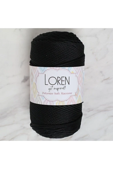 KUZGUN ONLİNE SHOP Loren Polyester Soft Macrame Siyah El Örgü İpi - LM040 - 34445