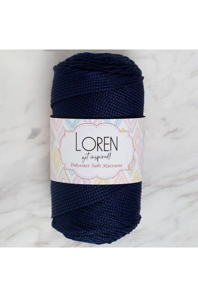 KUZGUN ONLİNE SHOP Loren Polyester Soft Macrame Koyu Lacivert El Örgü İpi - LM030 - 34436