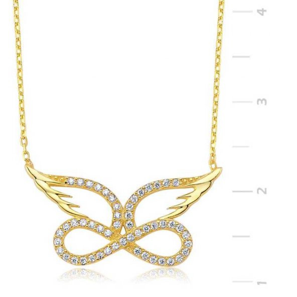 Gümüş Melek Kanadı Sonsuzluk Bayan Kolye ürün görseli 1