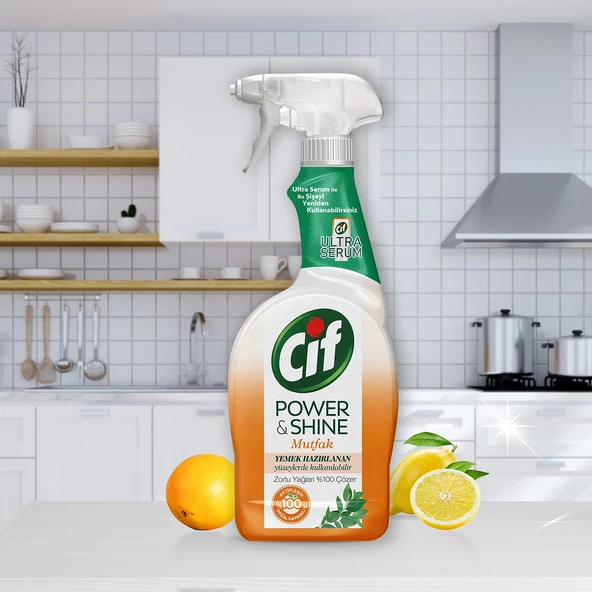 Cif Power & Shine Sprey Temizleyici Mutfak Yağ Çözücü Zorlu Yağları %100 Çözer 750 ML 1 Adet - 2