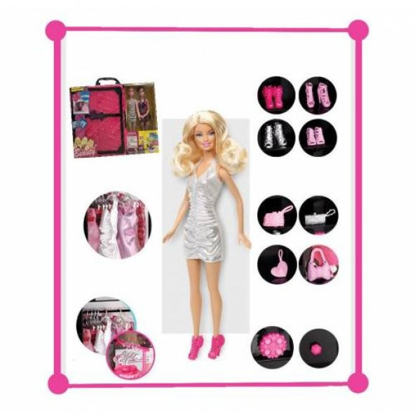 BARBİE GARDOLAP ELBİSE KIYAFET DOLABI BARBİE SET - 3