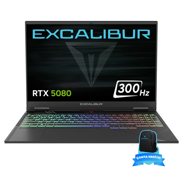 Casper Excalibur G920.1490-DF80X-E Intel Core i9-14900HX 32GB DDR5 RAM 1TB NVME SSD 16GB RTX5080 Freedos 300Hz Gaming Laptop