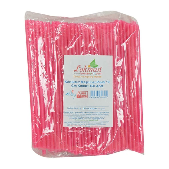 Körüksüz Pipet Ayran Kola Meşrubat Pipeti 19 Cm Kırmızı 150 Adet Paket - 4