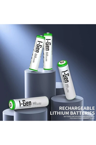 I-Gen G490 4'lü Pil Şarj Aleti + 4 Adet AAA 900 mAh İnce Şarjlı Kalem Pilli Set 1.2V Ni-MH - 5