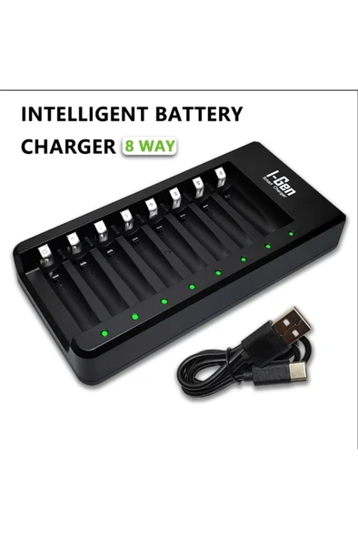 I-Gen G829 8'li Pil Şarj Aleti + 8 Adet AA Pro 2950 mAh Şarj Edilebilir AA Şarjlı Kalem Pilli Set 1.2V Ni-MH - 5