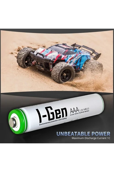I-Gen B140 8 Adet AAA 650 mAh Şarj Edilebilir İnce Kalem Pil 1.2V Ni-MH Şarjlı Pil - 5