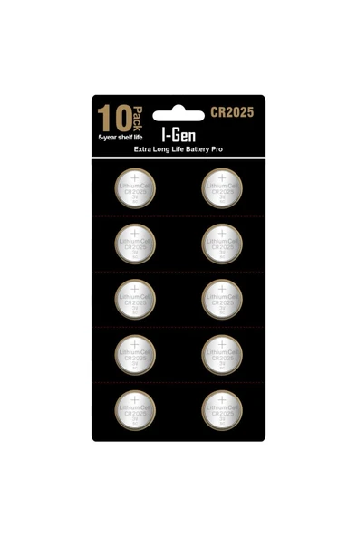 I-Gen CR2025 Pil 10'lu Paket Lityum Düğme Pil 3V 2025