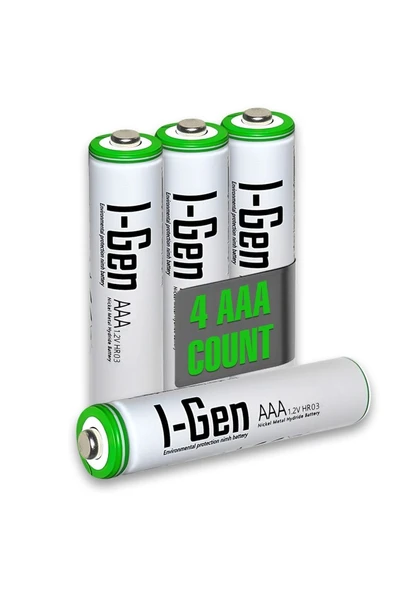 I-Gen B164 4 Adet AAA 900 mAh Şarj Edilebilir İnce Kalem Pil 1.2V Ni-MH Şarjlı Pil